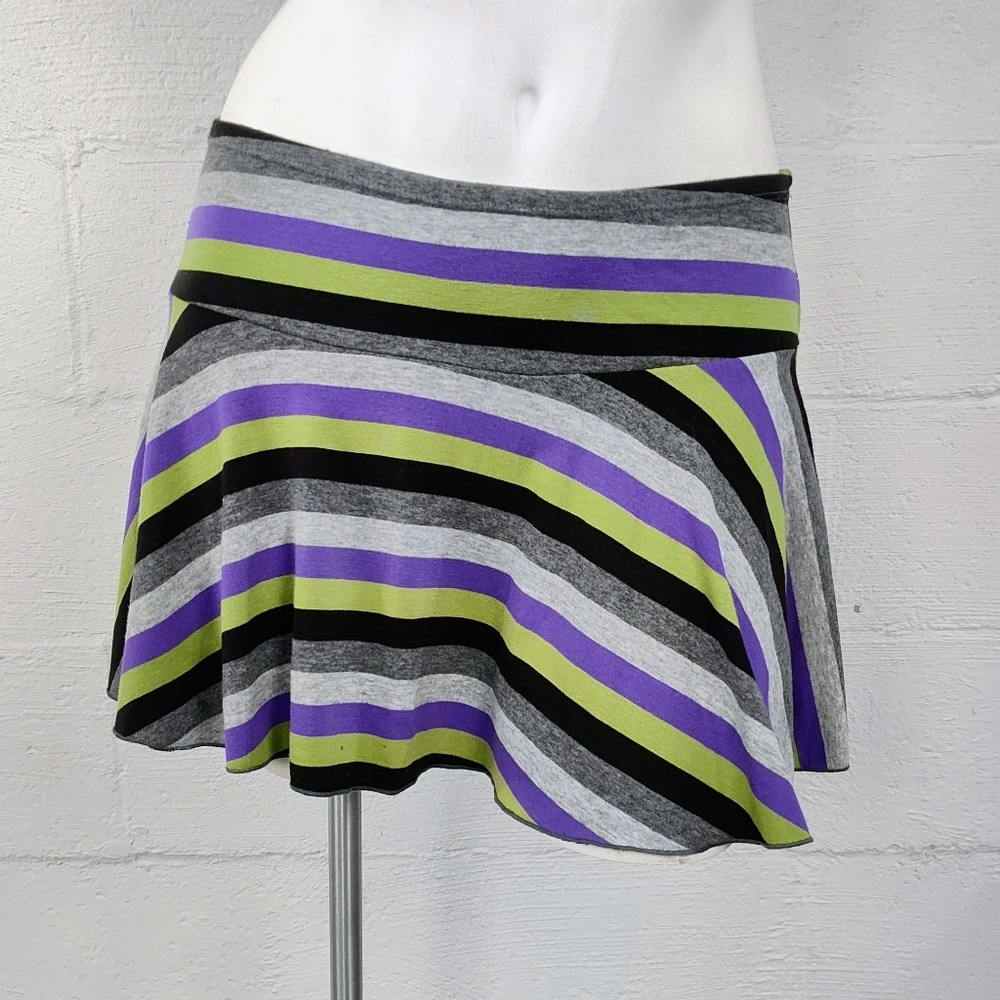 Poof! Y2K Jersey Knit Striped Mini Skirt